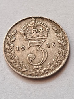 Wielka Brytania 3 Pensy Jerzy V 1915 r