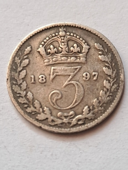 Wielka Brytania 3 Pensy Viktoria 1897 r