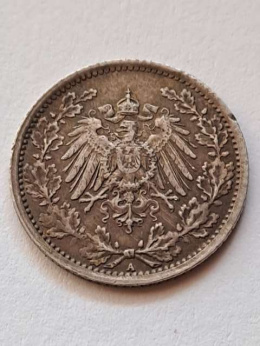 Niemcy 1/2 Marki Wilhelm II 1918 r A