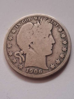 USA 1/2 Dollara Barber 1906 r D