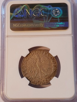 5 zł Żaglowiec 1936 rok stan NGC AU 58