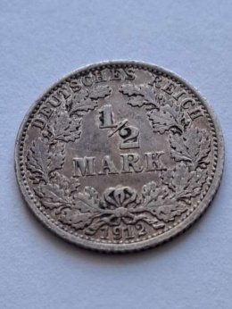 Niemcy 1/2 Marki Wilhelm II 1912 r A