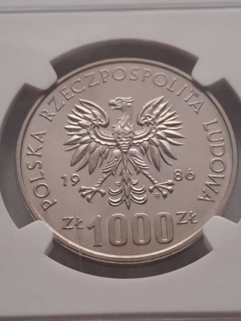 1000 zł Narodowy Czyn Pomocy Szkole 1986 r NGC PF68
