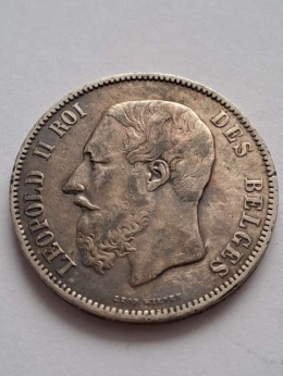 Belgia 5 Franków Leopold II 1873 r