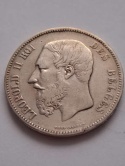 Belgia 5 Franków Leopold II 1869 r