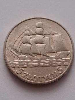 5 zł Żaglowiec 1936 r