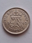 Wielka Brytania 6 Pensów Jerzy VI 1945 r