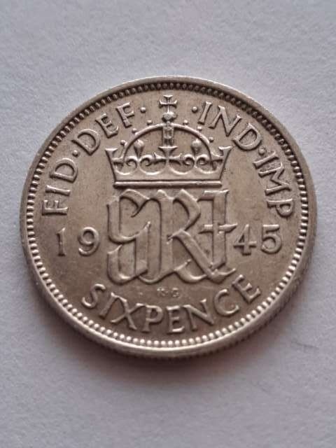 Wielka Brytania 6 Pensów Jerzy VI 1945 r