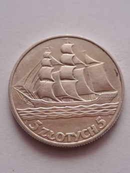 5 zł Żaglowiec 1936 r