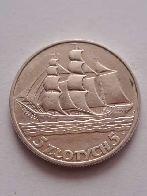 5 zł Żaglowiec 1936 r