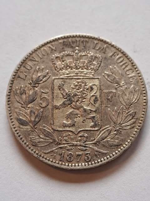 Belgia 5 Franków Leopold II 1873 r