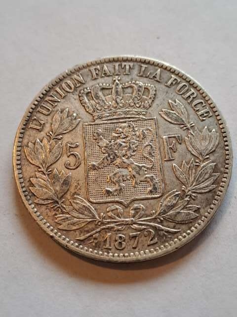 Belgia 5 Franków Leopold II 1873 r