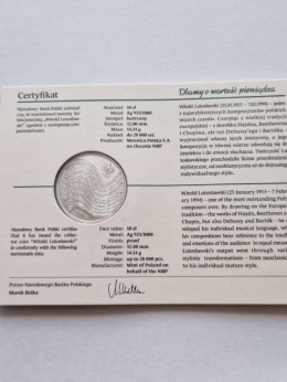 10 zł Witold Lutosławski 2013 rok