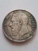 Belgia 5 Franków Leopold II 1869 r