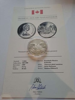 Kanada 1 Dolar Rzeka Mackenzie 1989 r