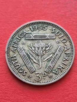 Suid Afrika 3 pensy Elżbieta II 1955 r