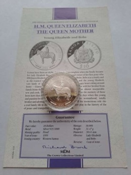 Samoa 10 dolarów Queen Elizabeth 1995 r proof