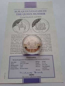 Samoa 10 dolarów Queen Elizabeth 1995 r proof