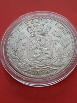 Belgia 5 Franków Leopold II 1873 r