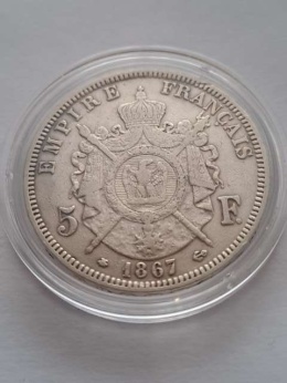 Francja 5 Franków Napoleon III 1867 r