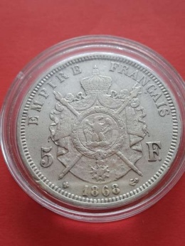 Francja 5 Franków Napoleon III 1868 r