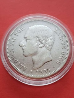 Hiszpania 5 Pesetas Alfonso XII 1885 r