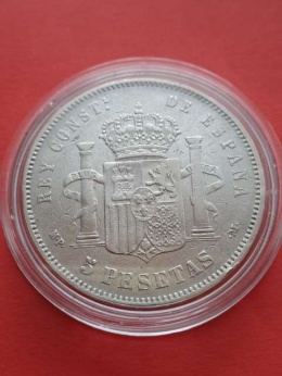 Hiszpania 5 Pesetas Alfonso XII 1885 r