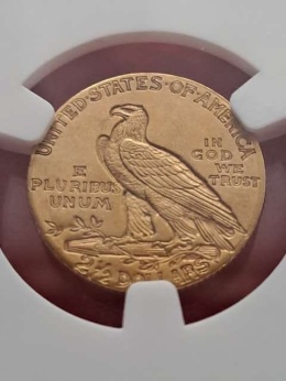 USA 2 1/2 Dolara Indianin 1910 r NGC MS 61