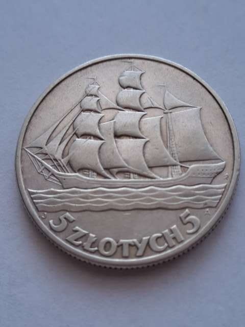 5 zł Żaglowiec 1936 r
