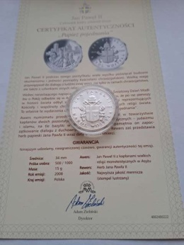 Numizmat Jan Paweł II Papież pojednania 2008 r