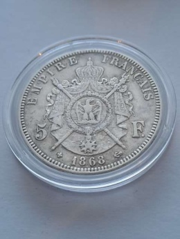 Francja 5 Franków Napoleon III 1868 r