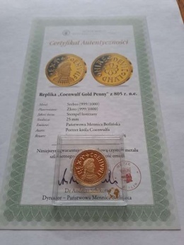 Replika Coenwulf Gold Penny 805 r n.e.