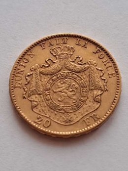Belgia 20 Franków Leopold II 1876 r
