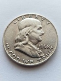 USA 1/2 Dollara Franklin 1958 r