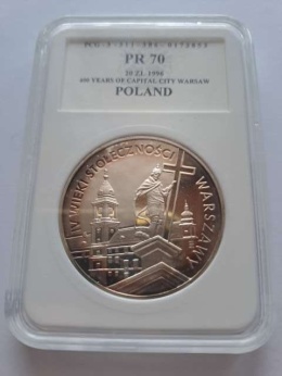 20 zł Stołeczność Warszawy 1996 r GCN PR 70