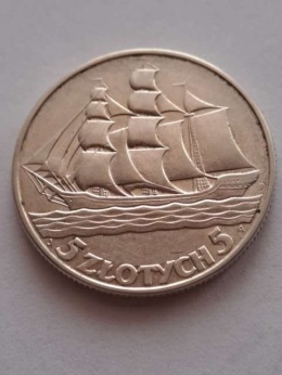 5 zł Żaglowiec 1936 r