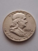 USA 1/2 Dollara Franklin 1957 r