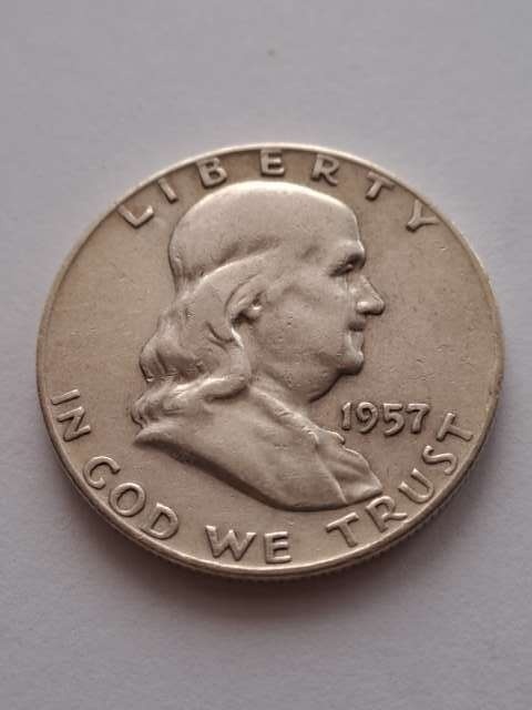 USA 1/2 Dollara Franklin 1957 r