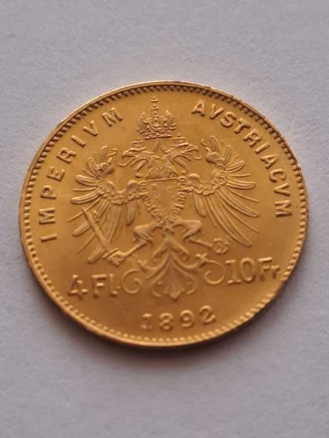 Austria 4 floreny / 10 franków 1892 r nowe bicie