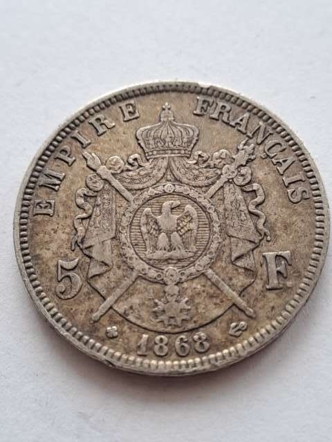 Francja 5 Franków Napoleon III 1868 r