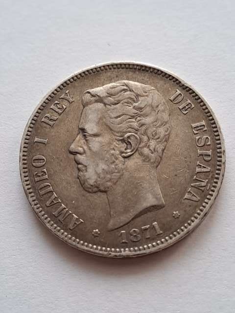 Hiszpania 5 Pesetas Amadeo I 1871 r
