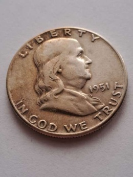 USA 1/2 Dollara Franklin 1951 r