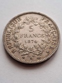 Francja 5 Franków Herkules 1874 r