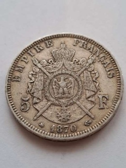 Francja 5 Franków Napoleon III 1870 r