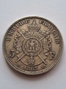 Francja 5 Franków Napoleon III 1867 r