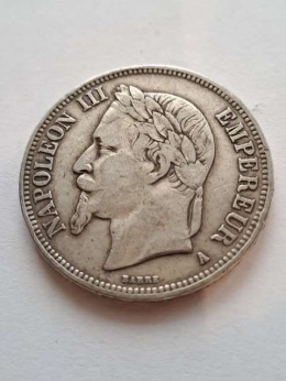 Francja 5 Franków Napoleon III 1869 r