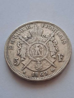 Francja 5 Franków Napoleon III 1869 r