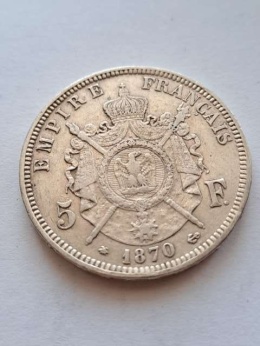 Francja 5 Franków Napoleon III 1870 r