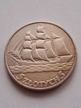5 zł Żaglowiec 1936 r