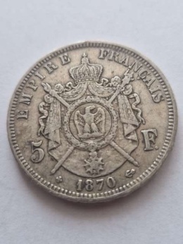 Francja 5 Franków Napoleon III 1870 r